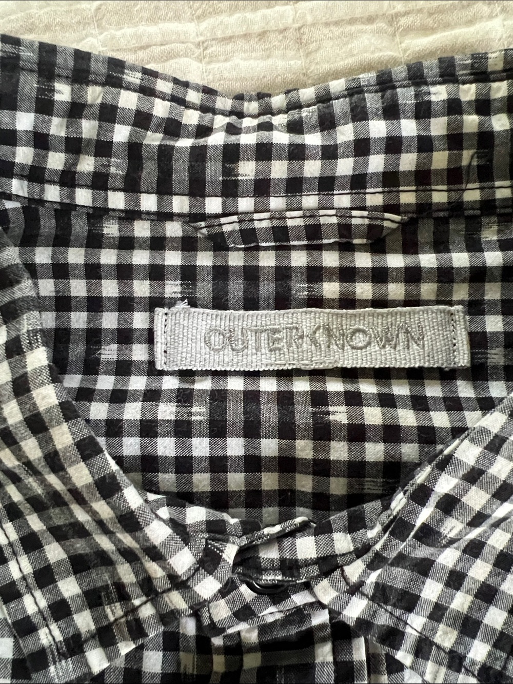 Outerknown Black & White Gingham Short-Sleeve Button-Down Shirt - Picture 4 of 6